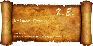 Kolman Ervin névjegykártya